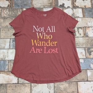Old Navy Everywear Women's XL Not All Who Wander Are Lost Short Sleeve T-shirt
